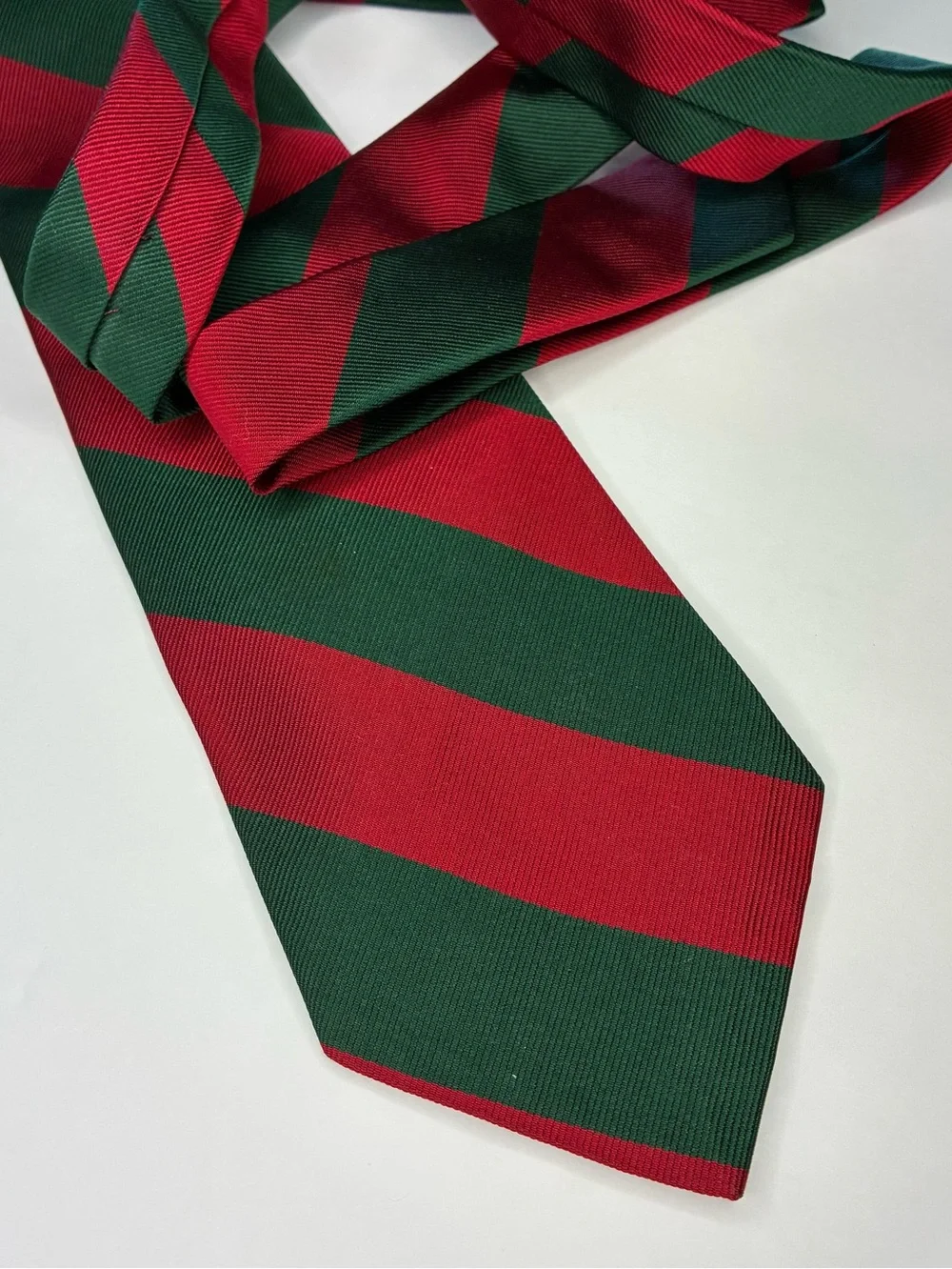 Vintage Polo Ralph Lauren Silk Tie Red Green Diagonal Block Stripe Necktie